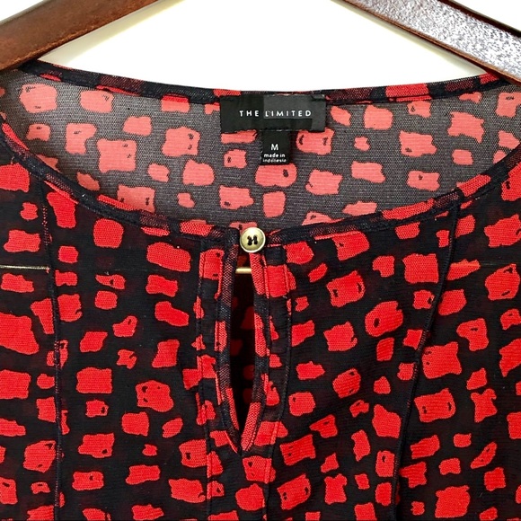 The Limited Navy and Red Sheer Blouse - Picture 2 of 5